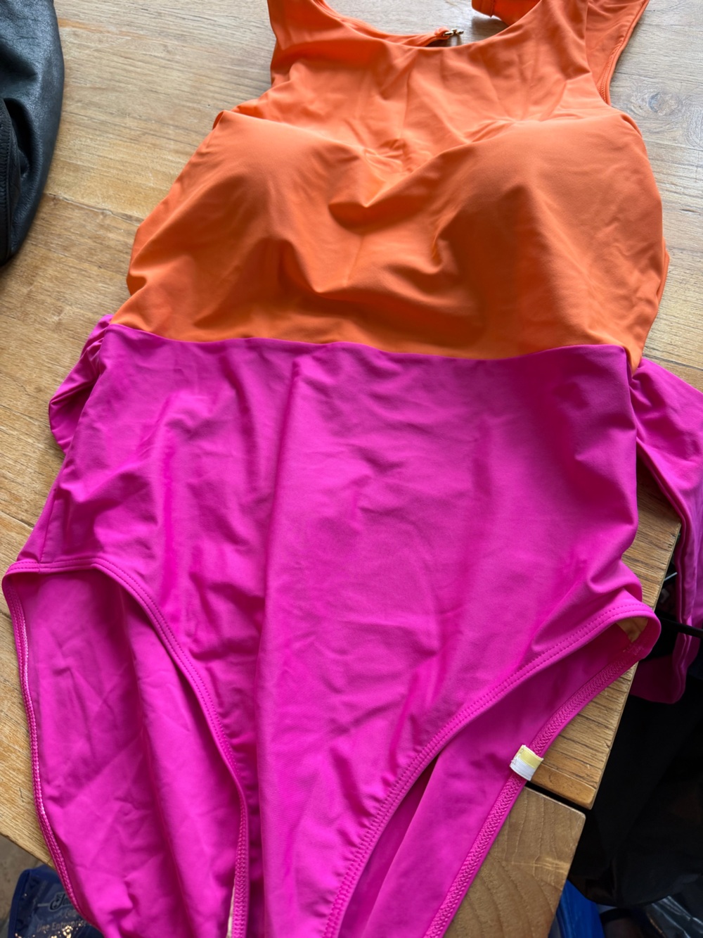 summersalt Orange and Hot Pink Colorblock One-Piece Swimsuit